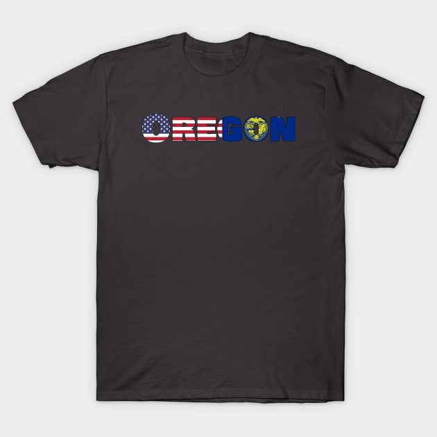 Oregon State Flag/ American Flag T-Shirt by ElevenGraphics